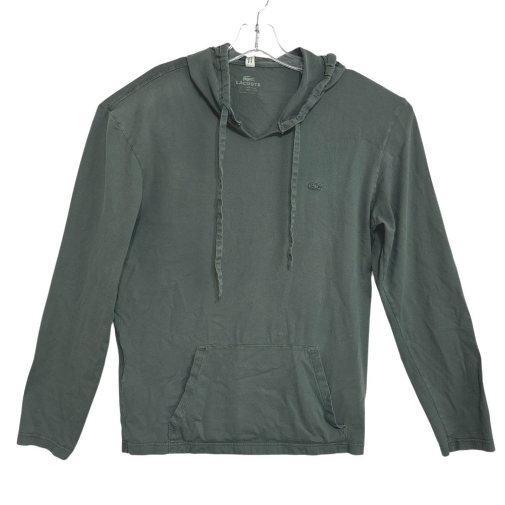 Lacoste Hoodie Mens Army Green Long Sleeve Kangaroo Pocket Retro Sporty 4/M